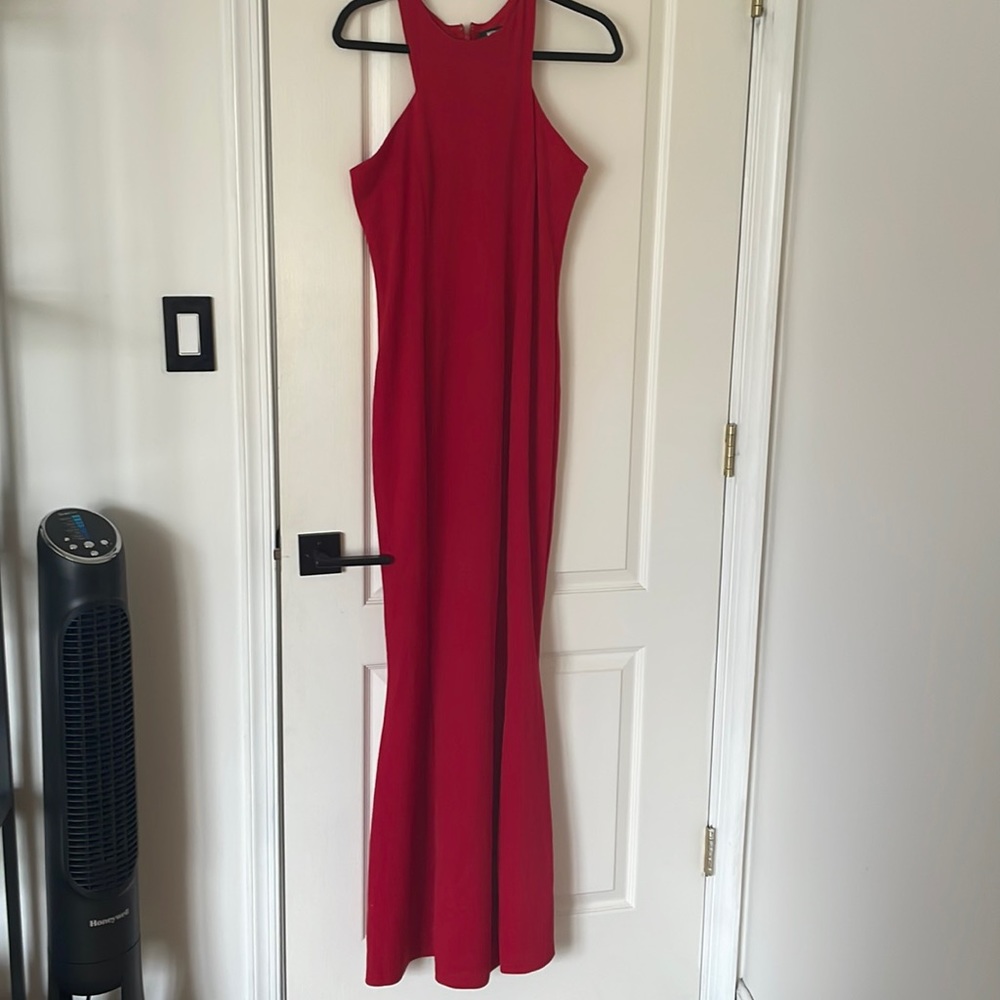 Red Missguided High Neck Gown
